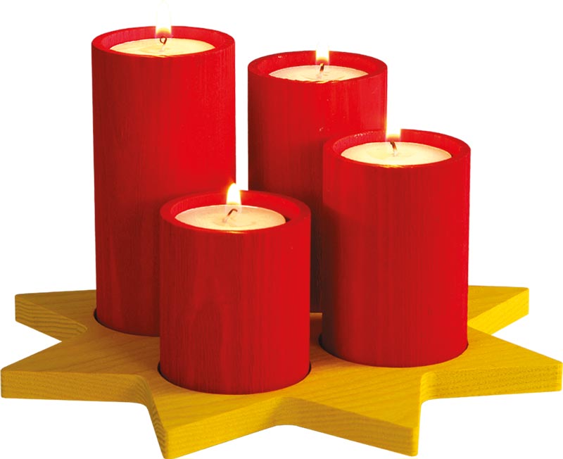 Richard Glaesser Adventskranz Stern mit 4 Stumpenkerzen für Teelicht aus Seiffen im Erzgebirge