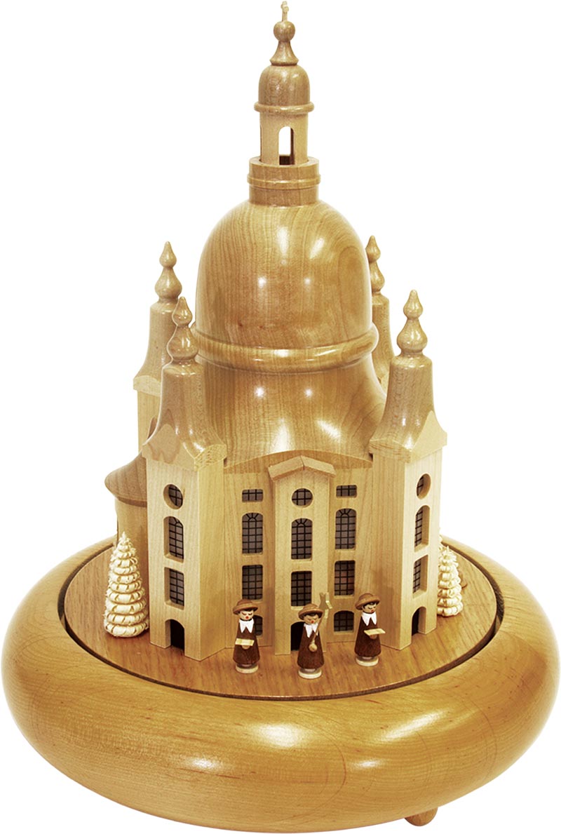 Richard Glaesser Spieldose Dresdner Frauenkirche, beleuchtet mit Batterie, aus Seiffen im Erzgebirge