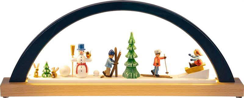 Richard Glaesser LED-Schwibbogen Winterkinder, elektrisch beleuchtet, aus Seiffen im Erzgebirge