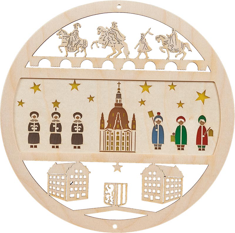 Richard Glaesser Fensterbild Dresdner Frauenkirche aus Seiffen im Erzgebirge