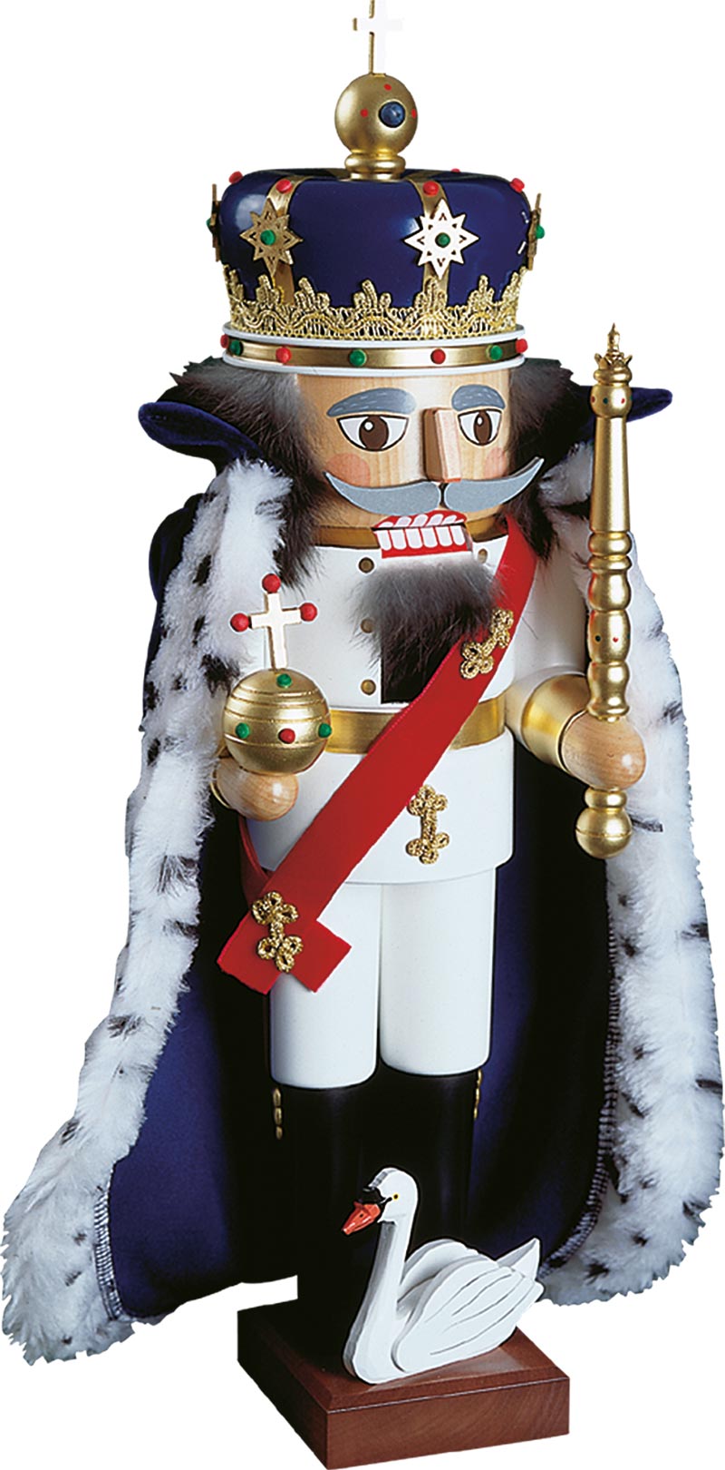 Richard Glaesser Nussknacker König Ludwig II. mit Umhang aus Seiffen im Erzgebirge