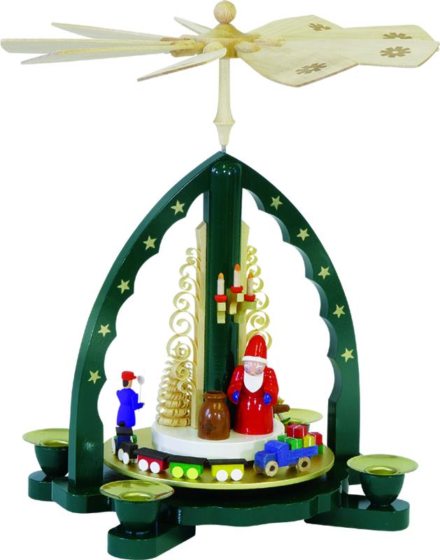 Richard Glaesser Pyramide Weihnachtsmann grün aus Seiffen im Erzgebirge