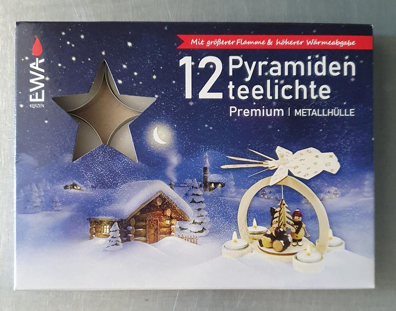 Pyramidenteelichte Premium in Aluhülle Inhalt: 12 Stück