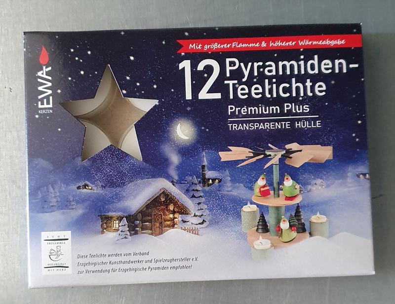 Pyramidenteelichte Premium PLUS in Acrylhülle Inhalt: 12 Stück