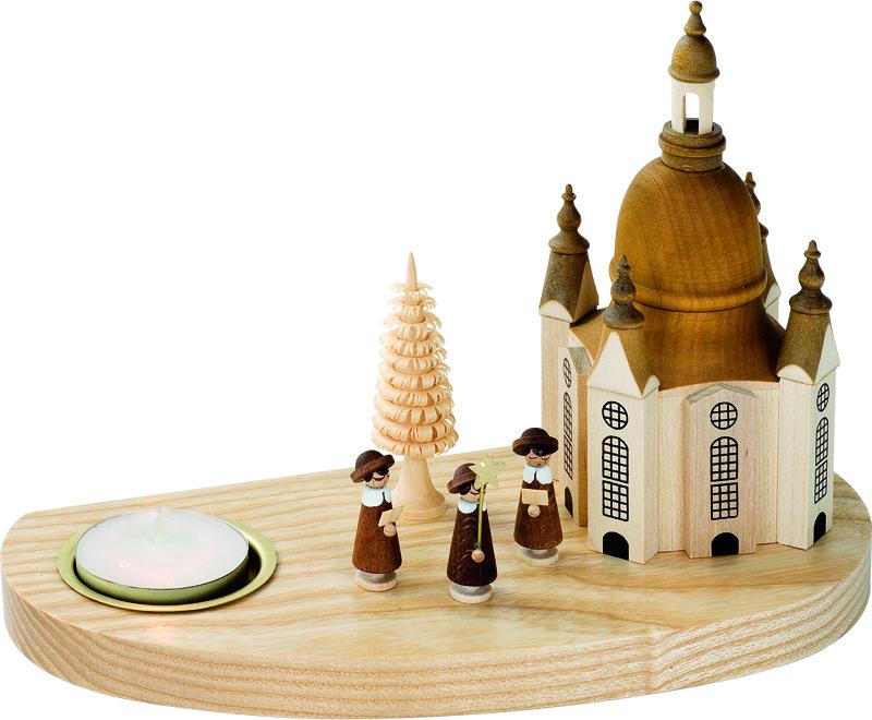 Richard Glaesser Kerzenhalter Dresdner Frauenkirche mit Kurrende für Teelichte aus Seiffen im Erzgebirge