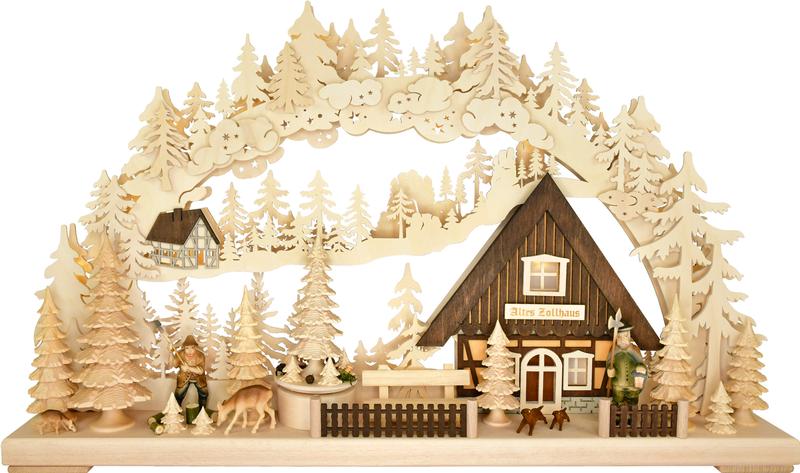 Ratags, 3D-Schwibbogen groß, Altes Zollhaus drehende Pyramide "Motiv Baum"