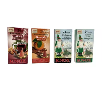 KNOX Räucherkerzen, Räucherkerzen Größe medium traditionelle Düfte 4 Sorten à 24 Stück